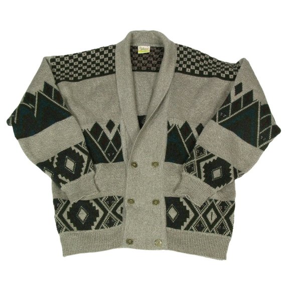 Vintage Other - Vintage 90s 48" Chest Oversize Aztec Geometric Double Breasted Grandpa Cardigan
